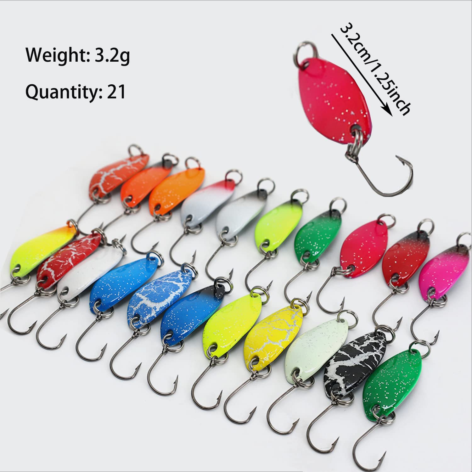 Set Esche Da Pesca 43 Pezzi - Cucchiaini Per Trota, Persico E Luccio, Con Scatola Portabile