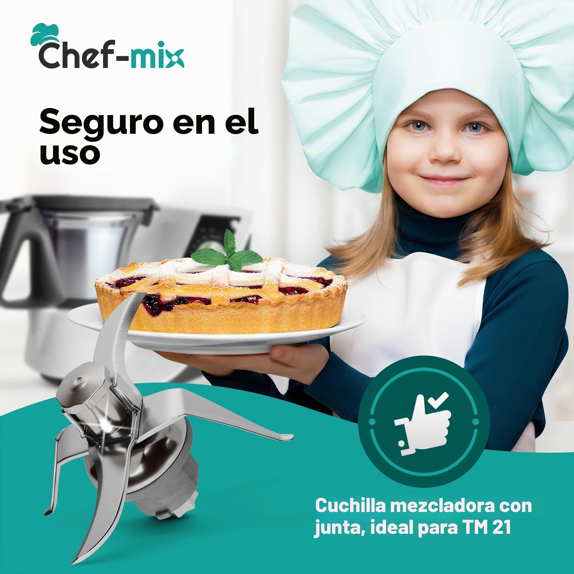 Alternativo Cuchilla mezcladora compatible con Thеrmomix TM21 | Cuchilla cuchilla de repuesto accesorios, de acero inoxidable, con junta, ultraafilada, para robot de cocina