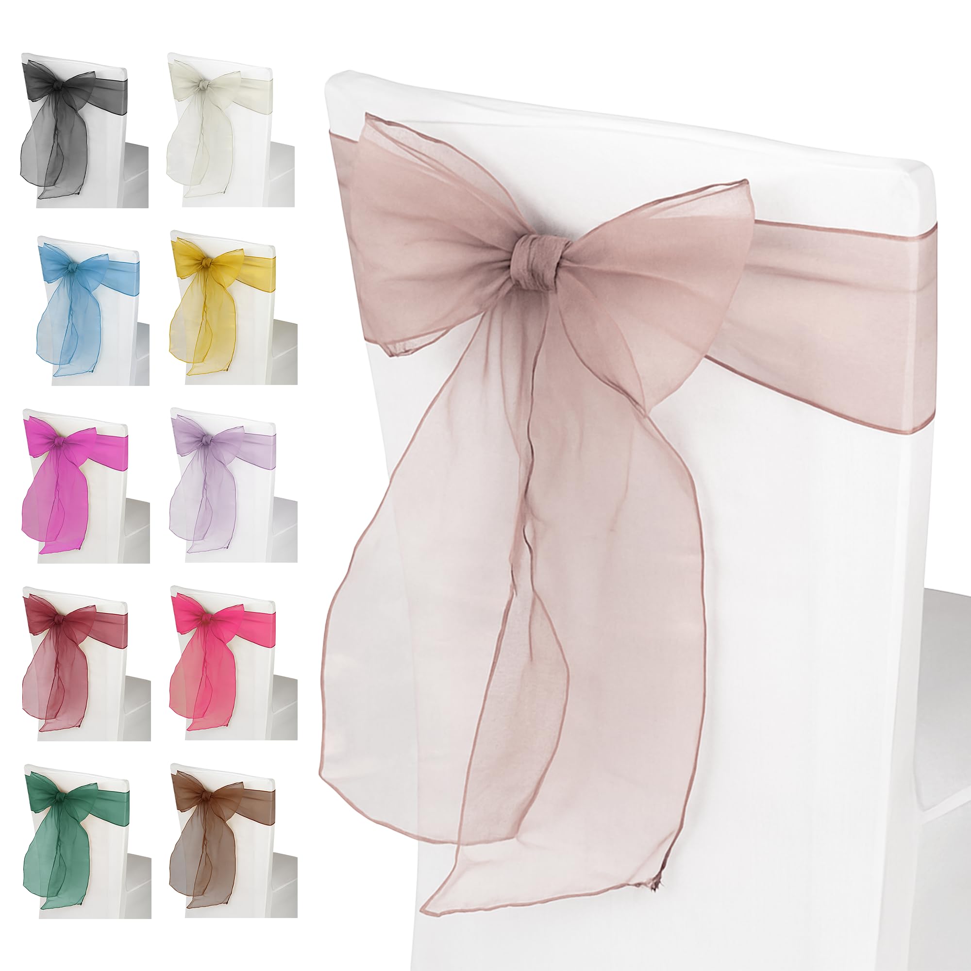 Trimming Shop Organza Chair Sashes - Rose Gold - Sheer Sash Ties, 17x280cm Wider Sash Fuller Bow Chair Cover Sashes for Wedding Chairs, Proms, Dining Table Styling & Event Decorations, 100pcs — image 1