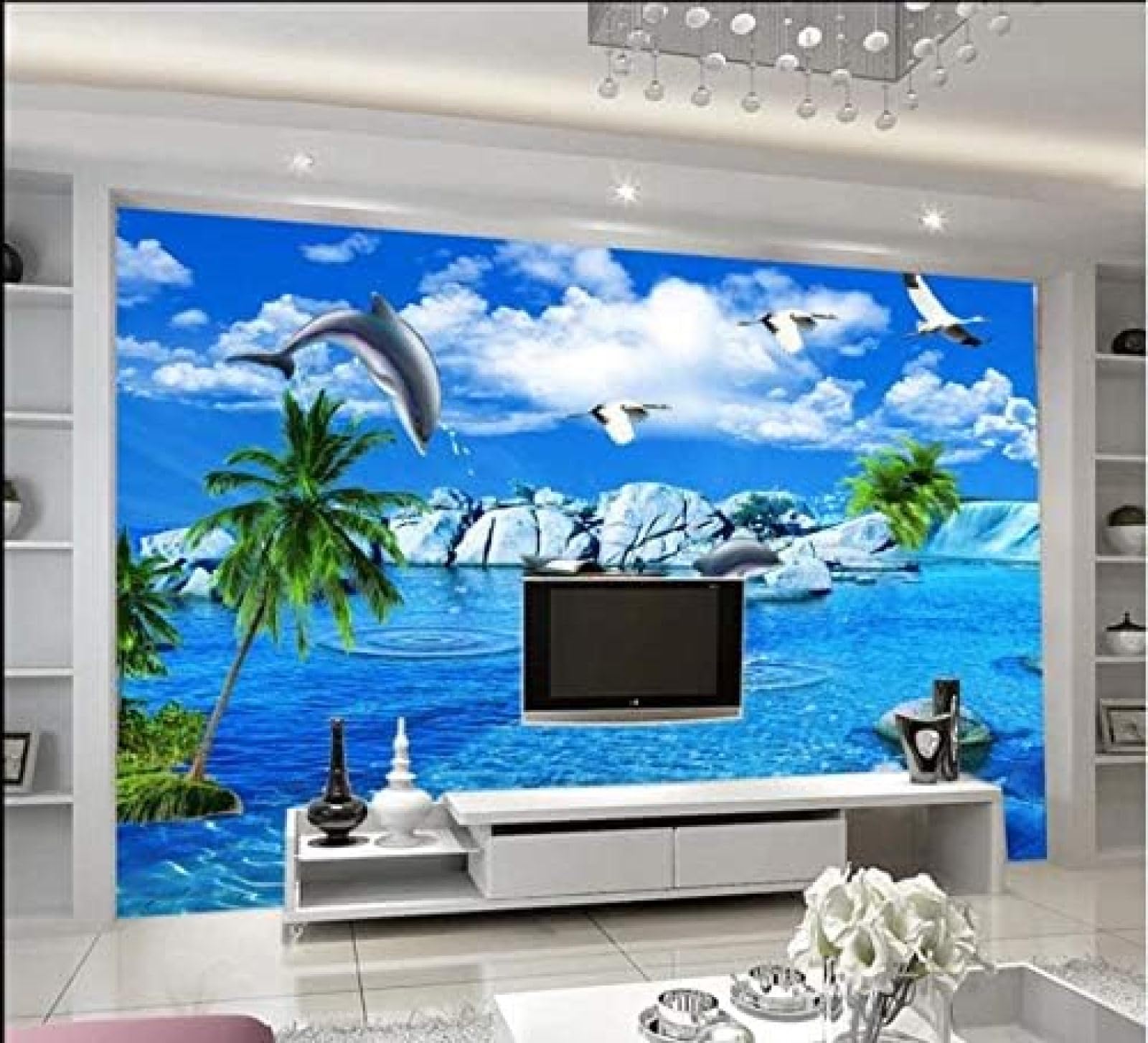 Ciel bleu et nuages blancs papier peint 3D pour transformer votre chambre en havre de paix