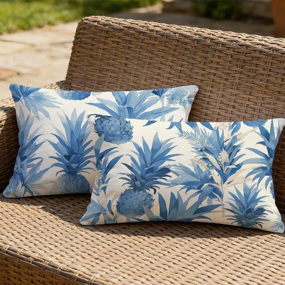 Housses de Coussin de Jardin 40x80 Bleu Marine Imperméables pour Patio et Canapé Extérieur