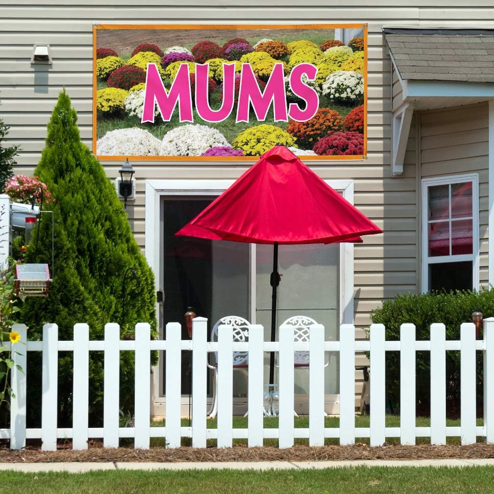 Vinyl Banner Multiple Sizes Mums Business C Business Outdoor Weatherproof Industrial Yard Signs Yellow 4 Grommets 24x48Inches
