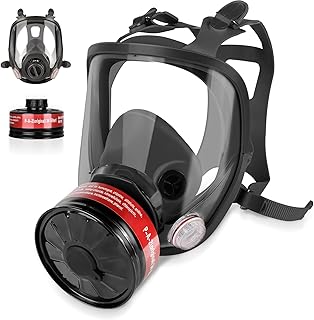 Gas Mask Respirator with 40mm Activated Carbon Filter,Full Face Respirator chemical Mask,Full Face Gas Masks Survival Nuclear and Chemical for Gases,Vapors,Fumes,Dust,Chemical