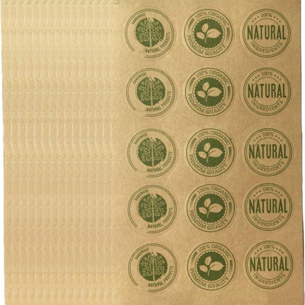 Bemvp Round Kraft Paper Sticker 150Pcs Natural Organic Product Sealing Sticker Vintage Handmade Gift Packaging Label