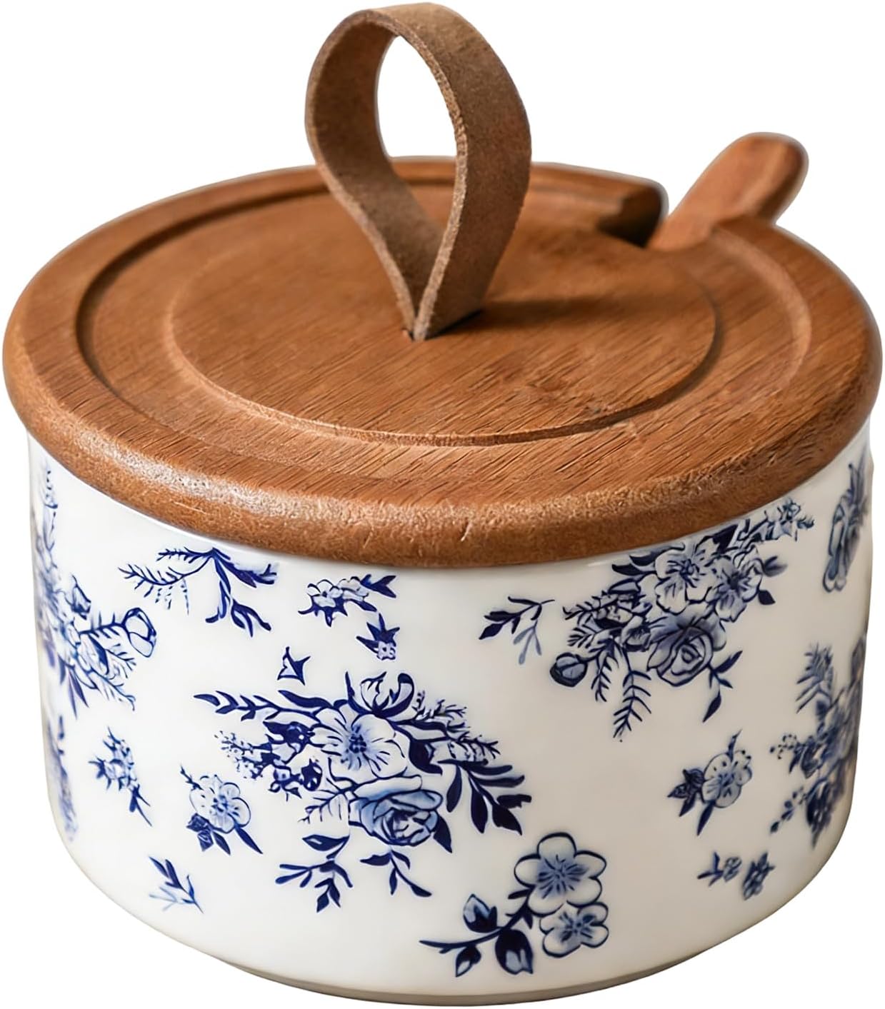 Ceramic Salt Dispenser with Sealed Cover and Spoon Seasoning Storage Container for Hygienic Food Preparation Ceramic Salt Dispenser