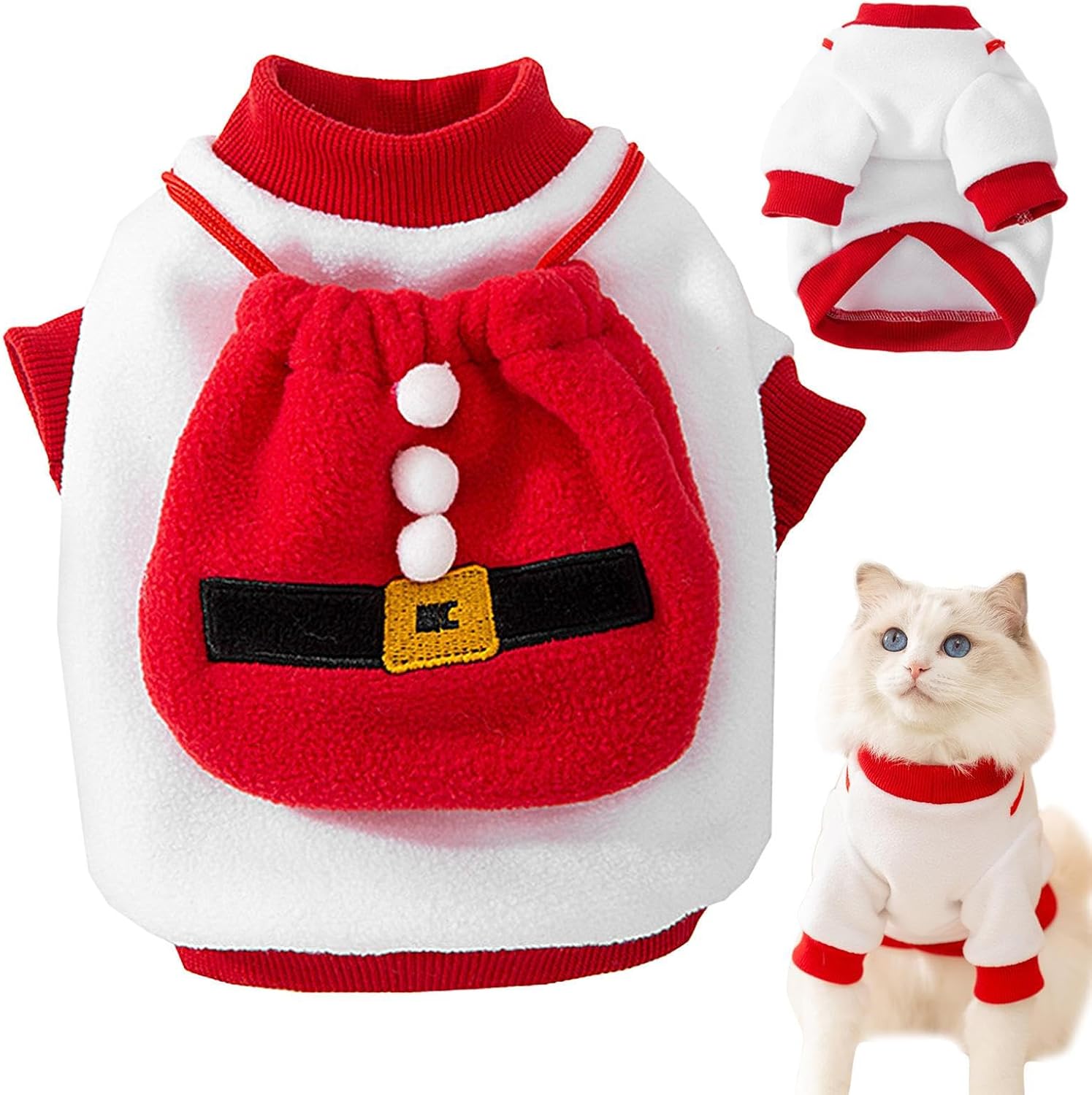 Dog Christmas Clothes, Plush Sweater Christmas Outfit for Puppy Small Dog Cat, Christmas Pet