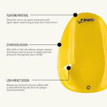 FINIS Agility Floating Swim Paddles - Strapless Design for Stroke Technique - Instant Feedback