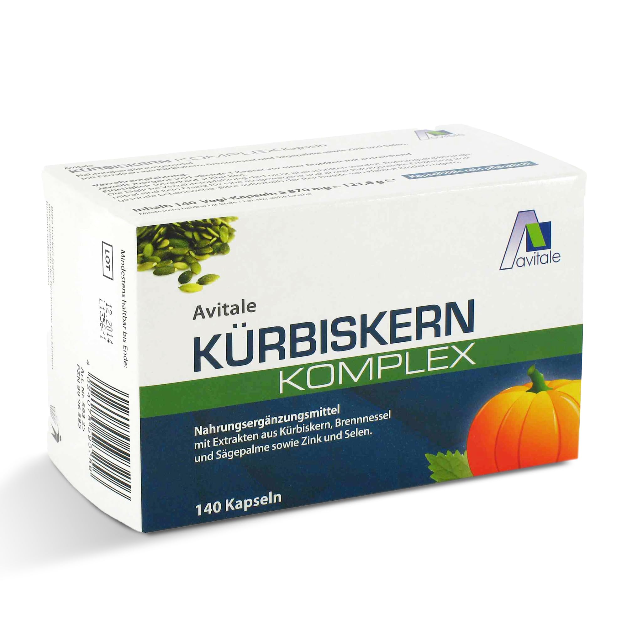 Avitale Kürbiskern Komplex Kapseln, 140 Stück, 1er Pack (1 x 122 g)