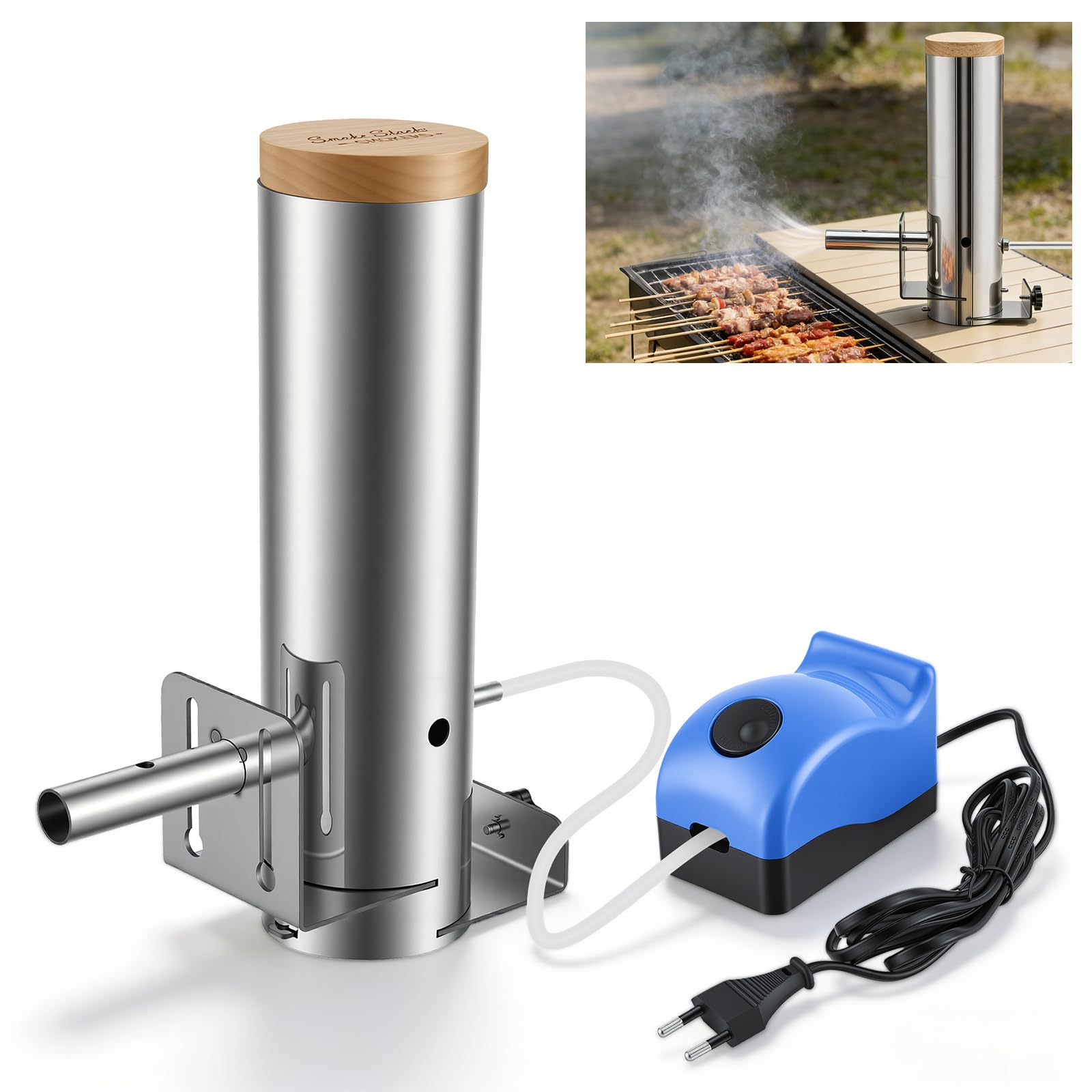 Generatore di fumo freddo in acciaio inox con pompa – Generatore di fumo per affumicatura a freddo di pesce, carne, formaggio, compatto e con fumo continuo fino a 4 ore