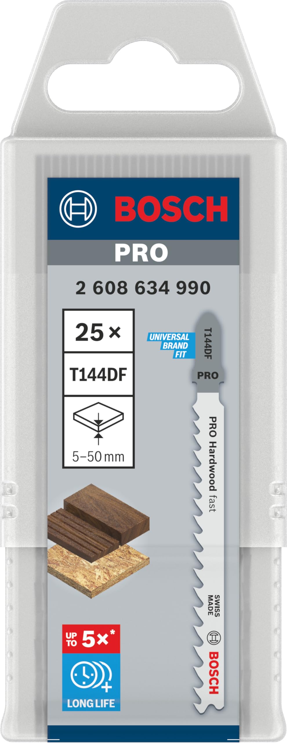 Bosch Professional 25 x Lame per seghetto alternativo T 144 DF Speed for Hard Wood (per Legno duro, straight cut, accessorio Seghetto alternativo)