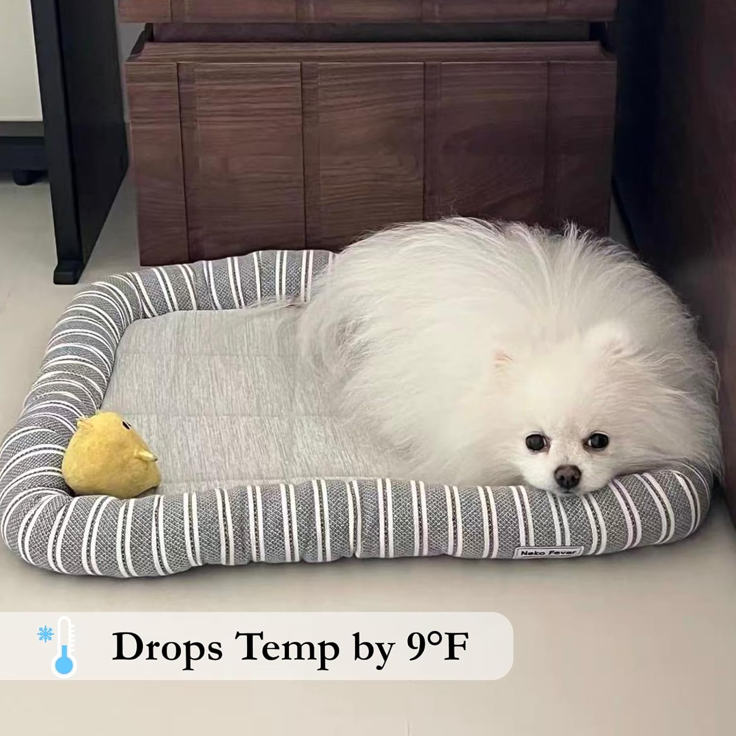 Cat/Dog Cooling Bed Mat, Portable Summer Chill Non-Slip Washable Pet Pad Breathable Sleeping Cushion for Indoor Kittens Small Puppies (Grey,L)