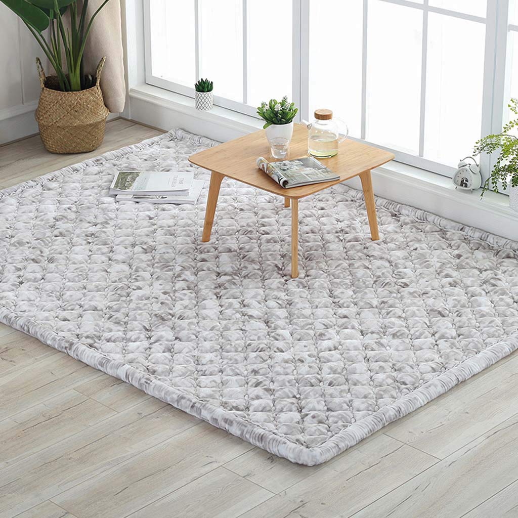 Tapis matelassé court en peluche 200x230cm lavable pour salon