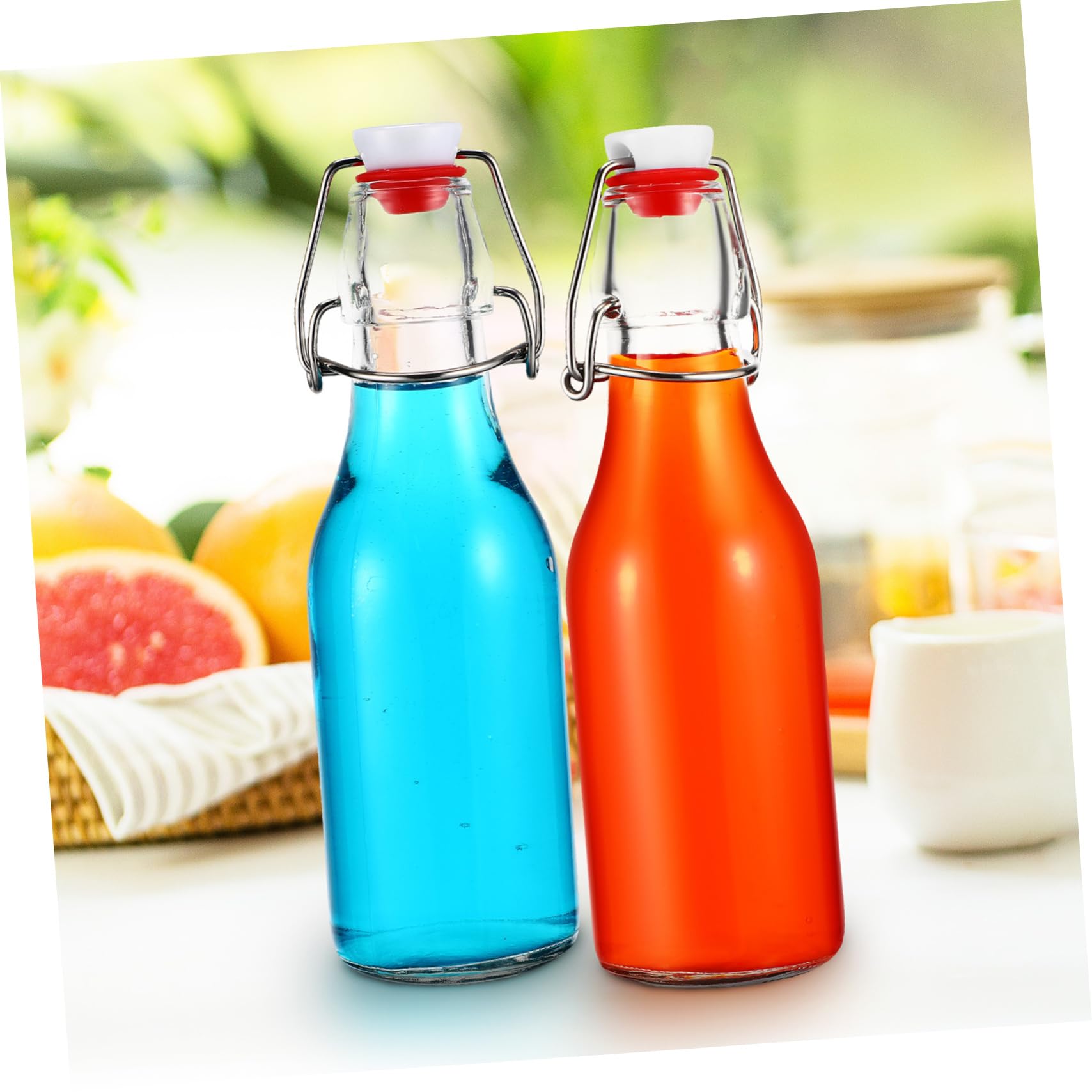 Glasflaschen mit Bügelverschluss 250ml aus Glas und Silikon | Inklusive Bürste, für Milch und Kaltgetränke, 250ml Je Flasche, 6 Stück