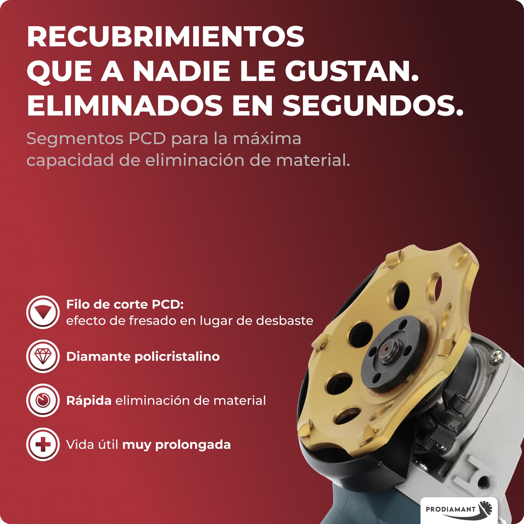 PRODIAMANT PKD - Muela de diamante de 150 mm para amoladora angular de hormigón, 6 segmentos para hormigón, pavimento y revestimientos adhesivos