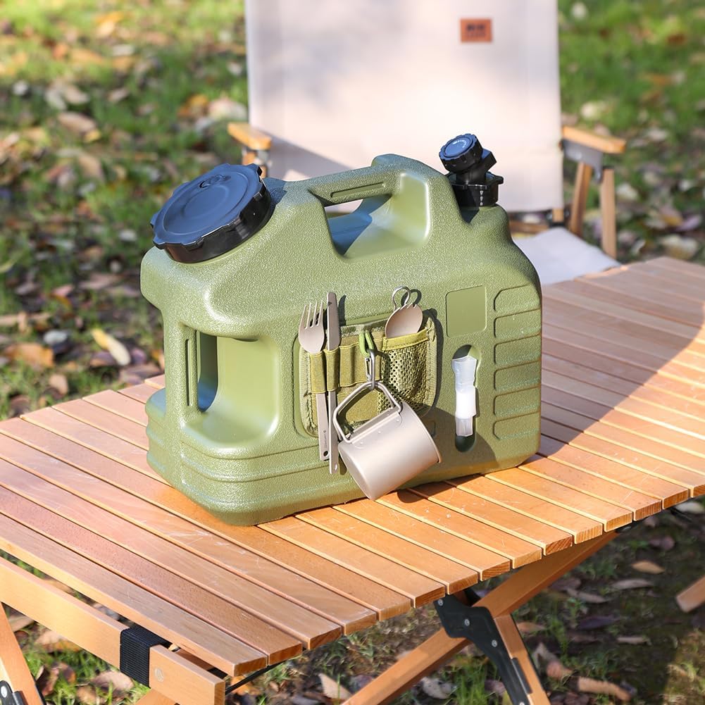13L Camping Water Container with Spigot, Portable BPA-Frees Water Jug for Camping Hiking Emergency Stroage