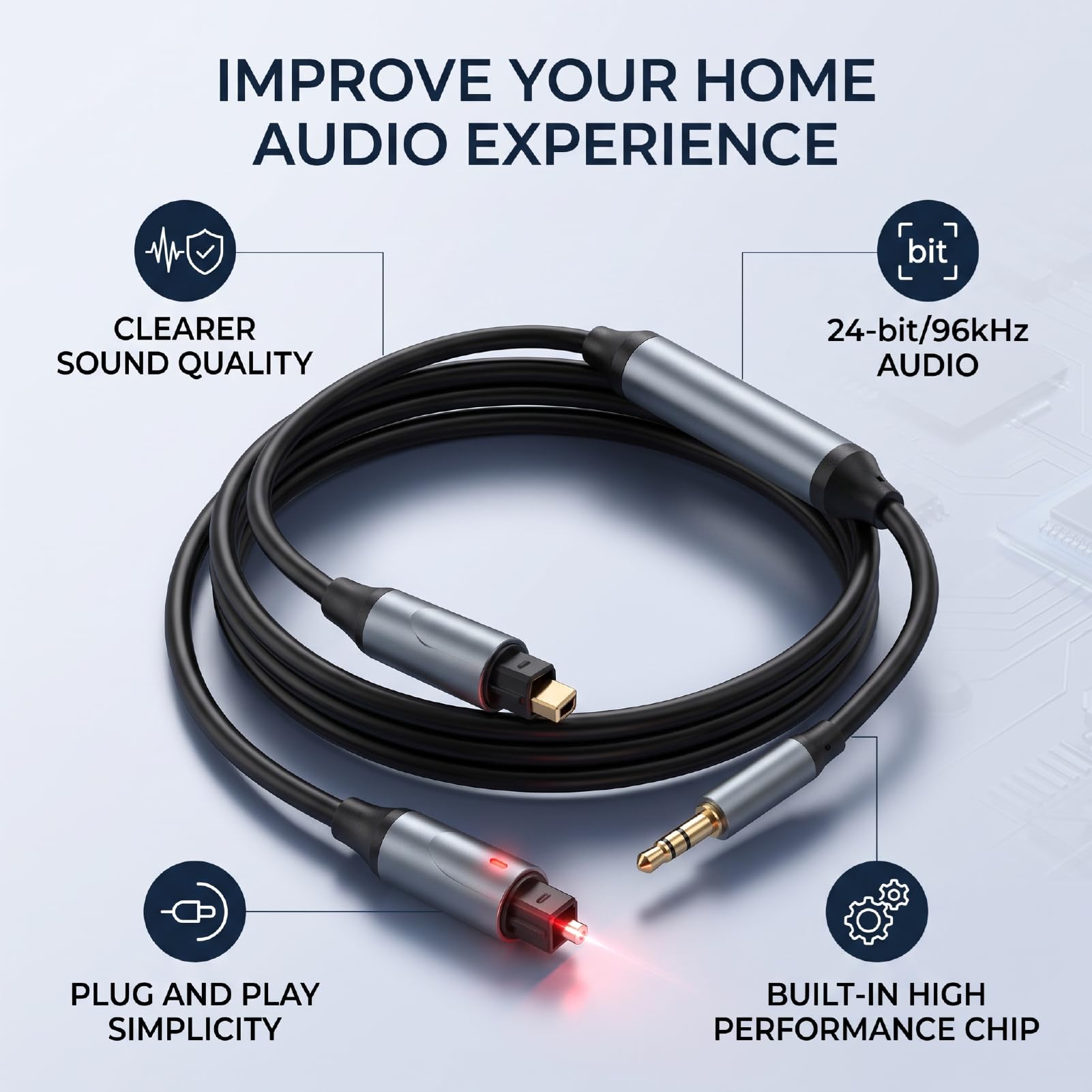 Convertidor de AUX de 3.5 Mm a SPDIF, Adaptador de óptico
