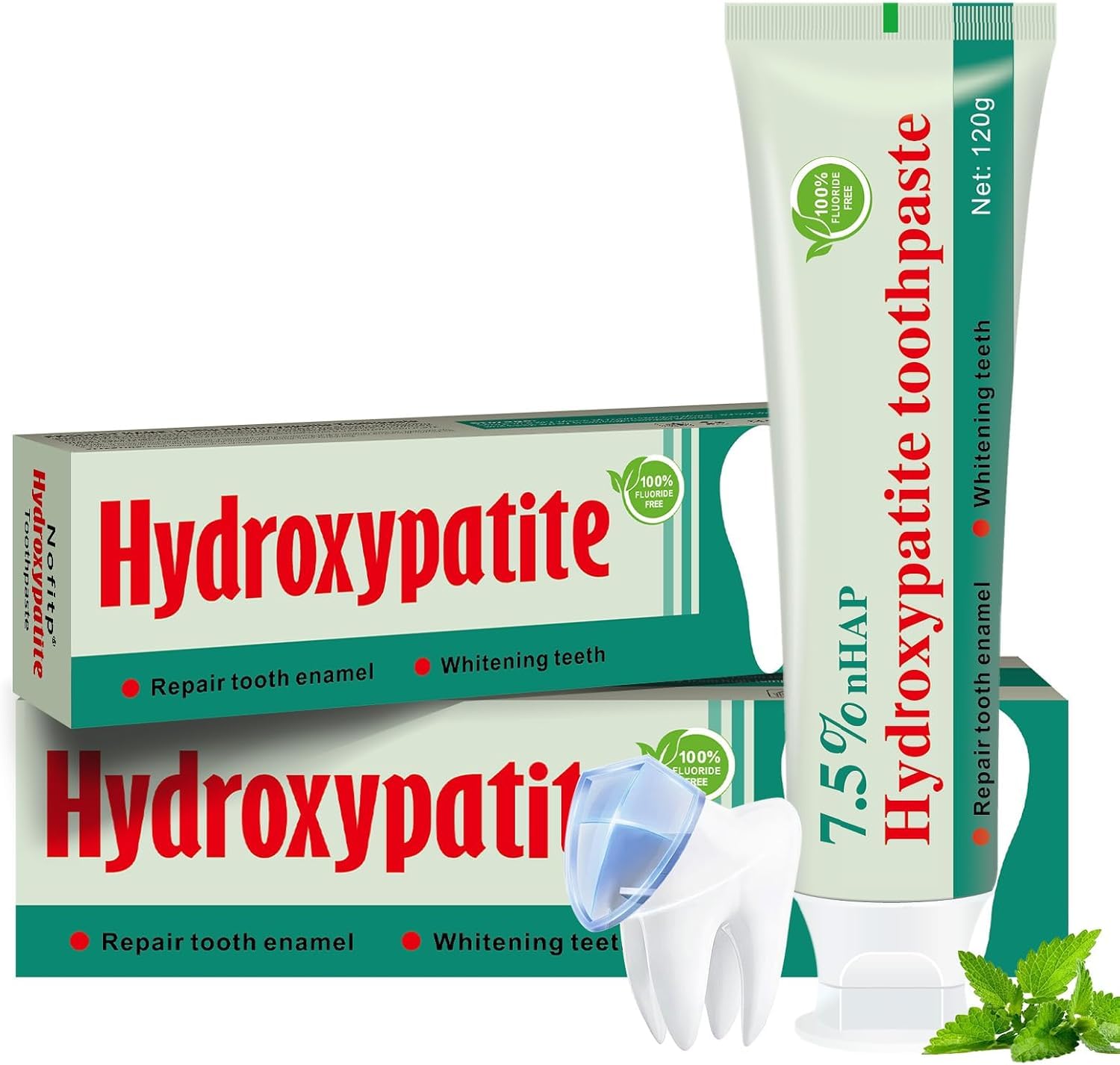 Pasta dental con hidroxiapatita, favorece la remineralización dental, fórmula natural sin flúor, alivia al instante la sensibilidad dental, apta para el cuidado bucal de adultos y niños 10 unidades