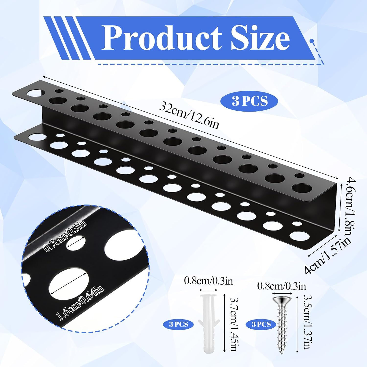 3 Pcs Screwdriver Holder Wall Mount with 23 Holes, Heavy Duty | Metal Utility Storage Rack Screwdriver Organizer Hand Tools Organizer for Pliers Small Tools Garage Workshop Shed