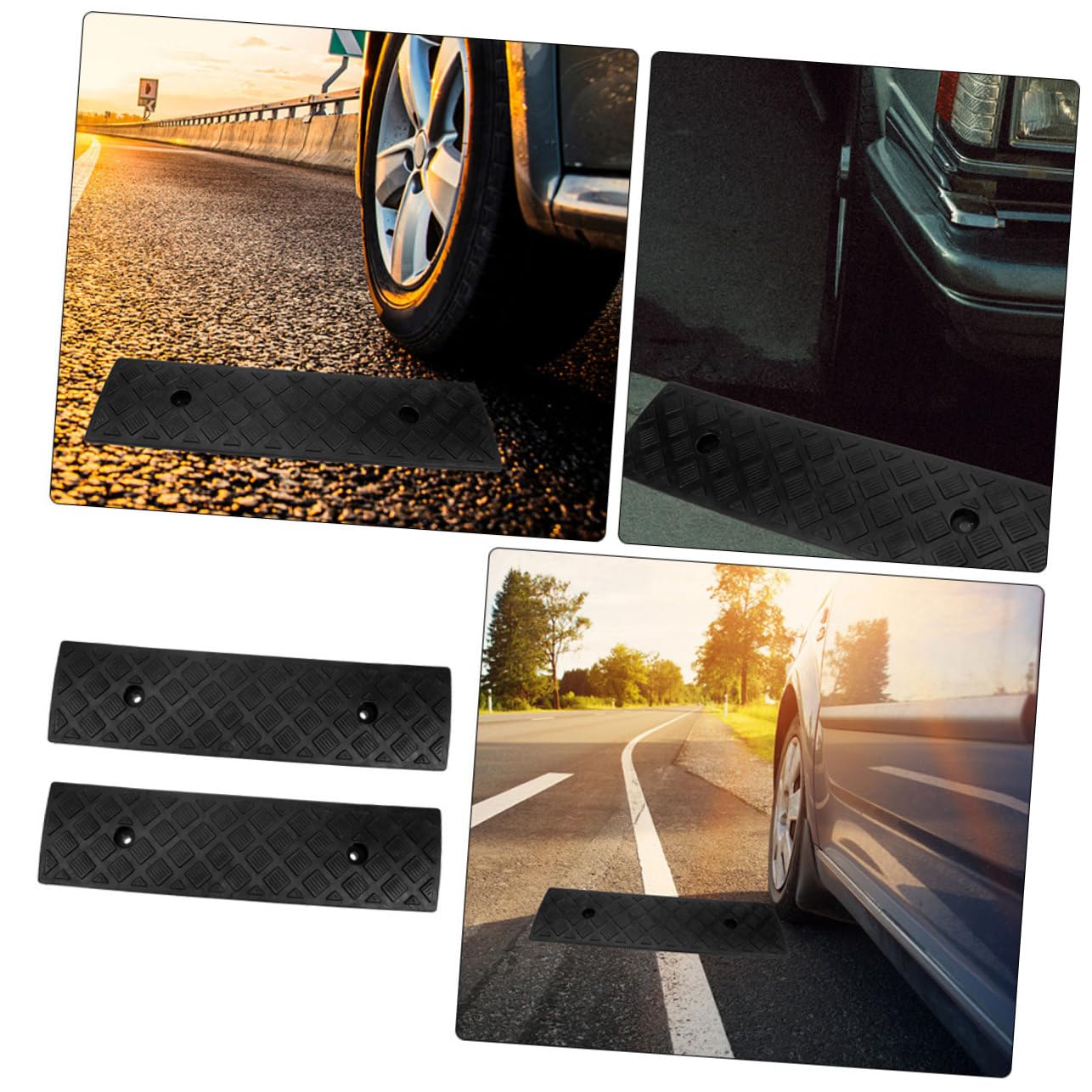 Zerodeko Rampas de Goma Antideslizantes y Portátiles para Bordillos de Coche 2piezas Mejora la Seguridad y Facilita el Acceso para Umbrales en Entradas y Escaleras