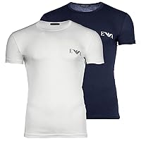 EMPORIO ARMANI 2-Pack Crew Neck T-Shirt, AR.Blue/Bianco