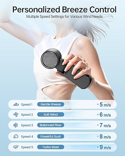 Miniatura 2 de TriPole Ventilador turbo portátil de mano con pantalla digital, mini ventilador de viaje recargable 3 en 1, funciona con pilas, plegable de 190 para