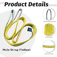 Vista 3 de Paquete de 2 eslingas de elevación industrial de 3 pulgadas x 6.5 pies, eslinga de poliéster resistente, capacidad de 6600 libras, factor