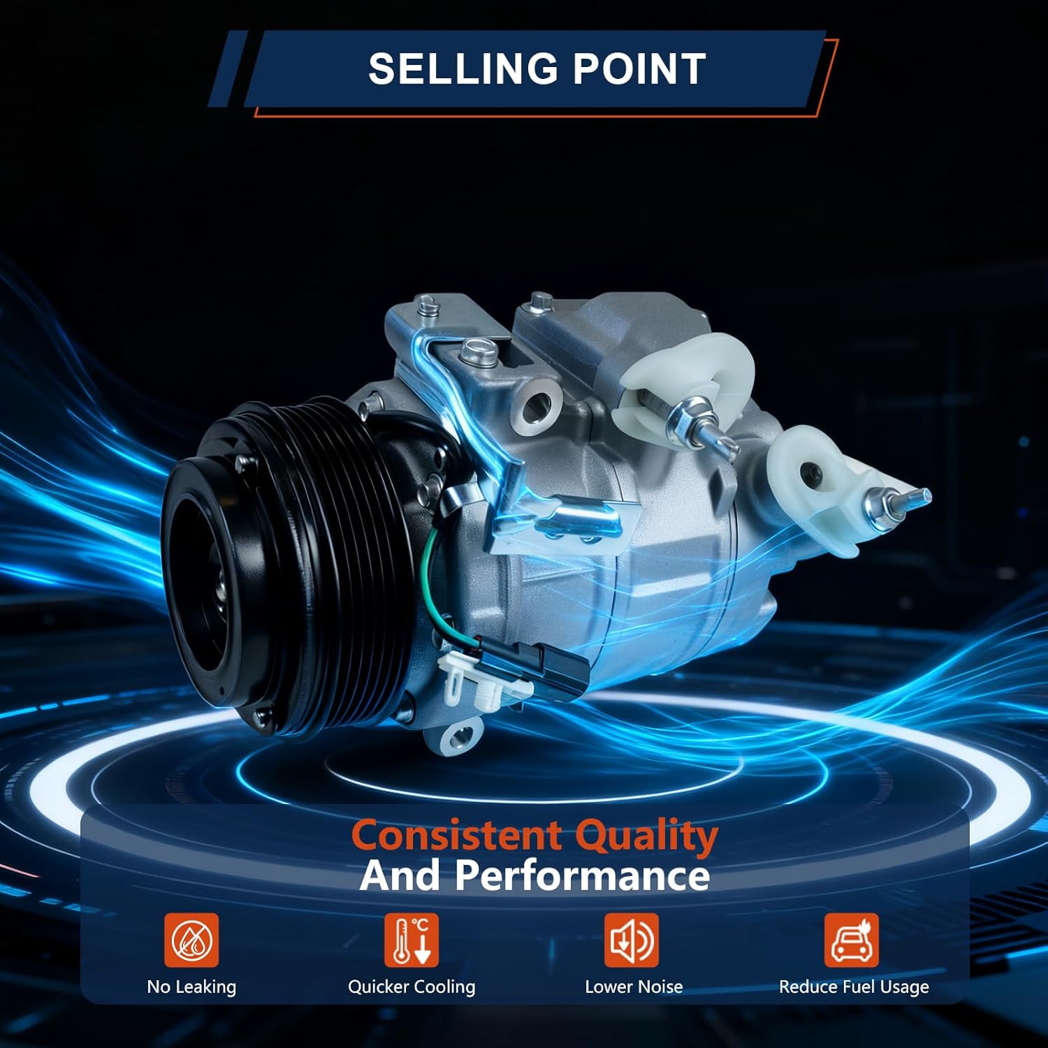 CO-9777C Air Conditioning A/C Compressor Compatible with Ford Explorer 2011-2015 3.5L, Police Interceptor Utility 2013-2015 3.7L Replacement # BB5Z19703A BB5Z19703B