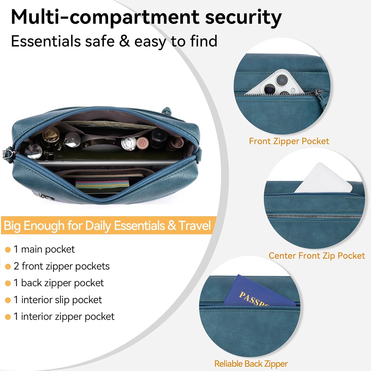 MEITRUE Crossbody Bags for Women, Vegan Leather Crossbody Purse Trendy Multi Pockets Shoulder Handbag with Tassel - Image 3