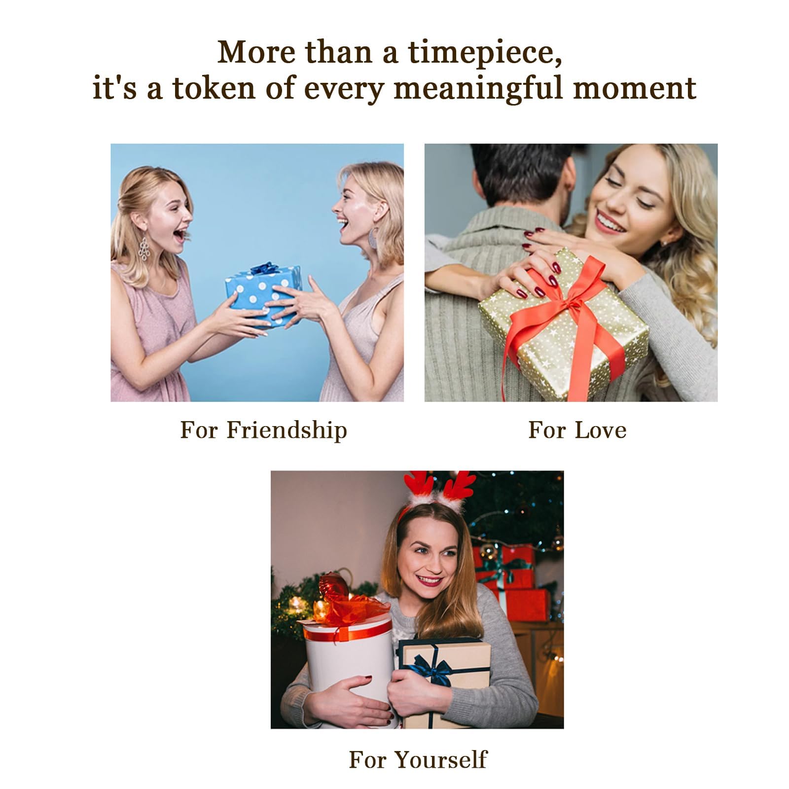 findtime Relojes dorados y plateados para mujer, reloj de pulsera para mujer