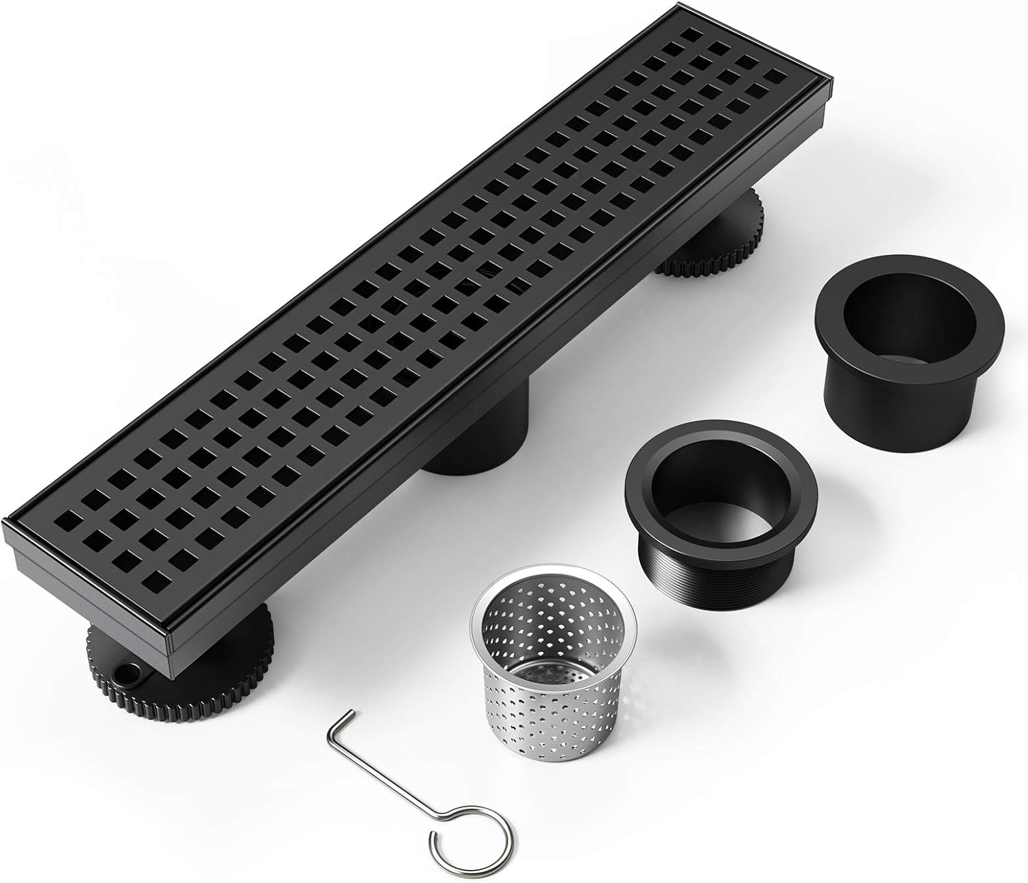 WEBANG 12 Inch Shower Linear Black Drain Rectangular Floor Drain with ...