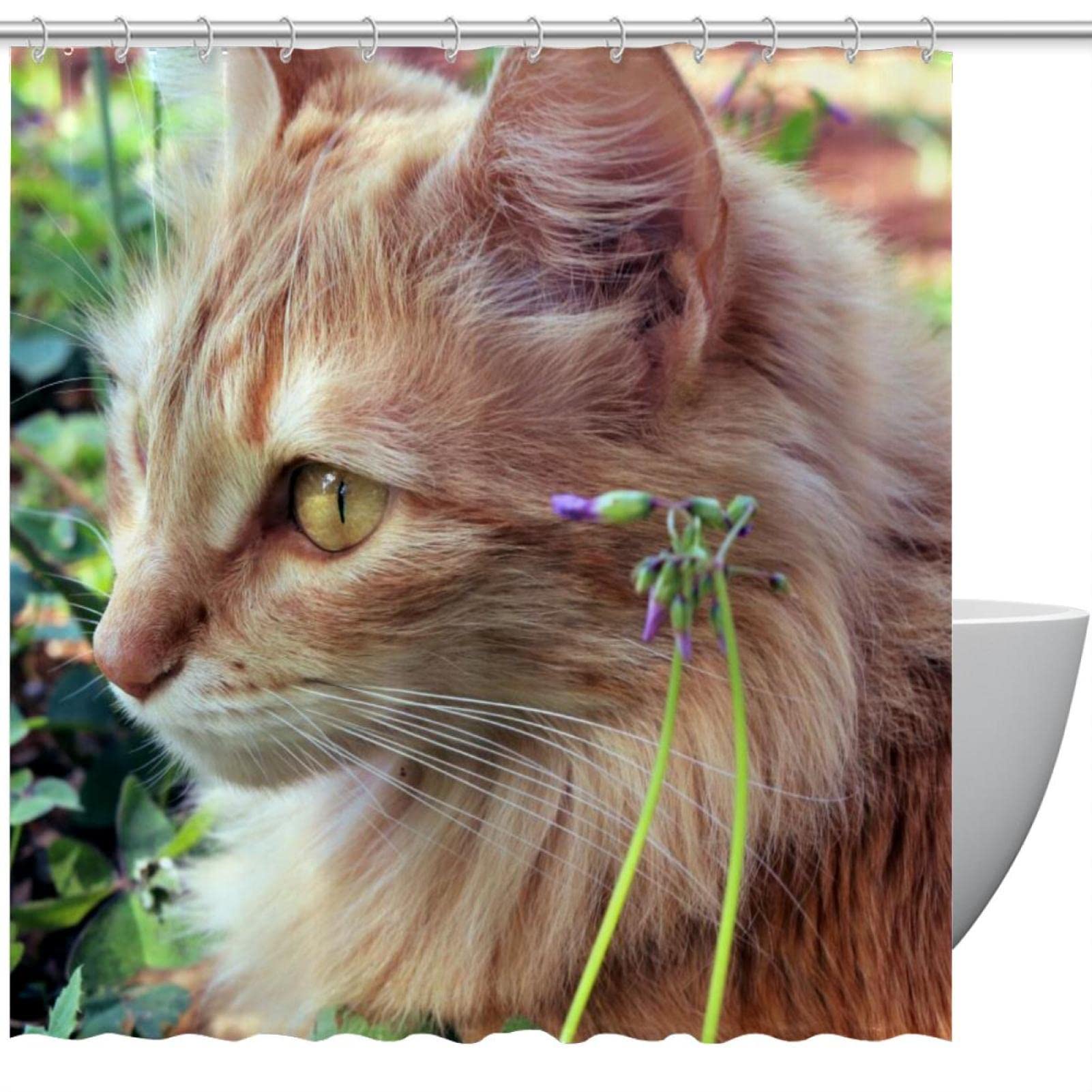 Rideau de douche imperméable motif chat pour stopper les éclaboussures au sol