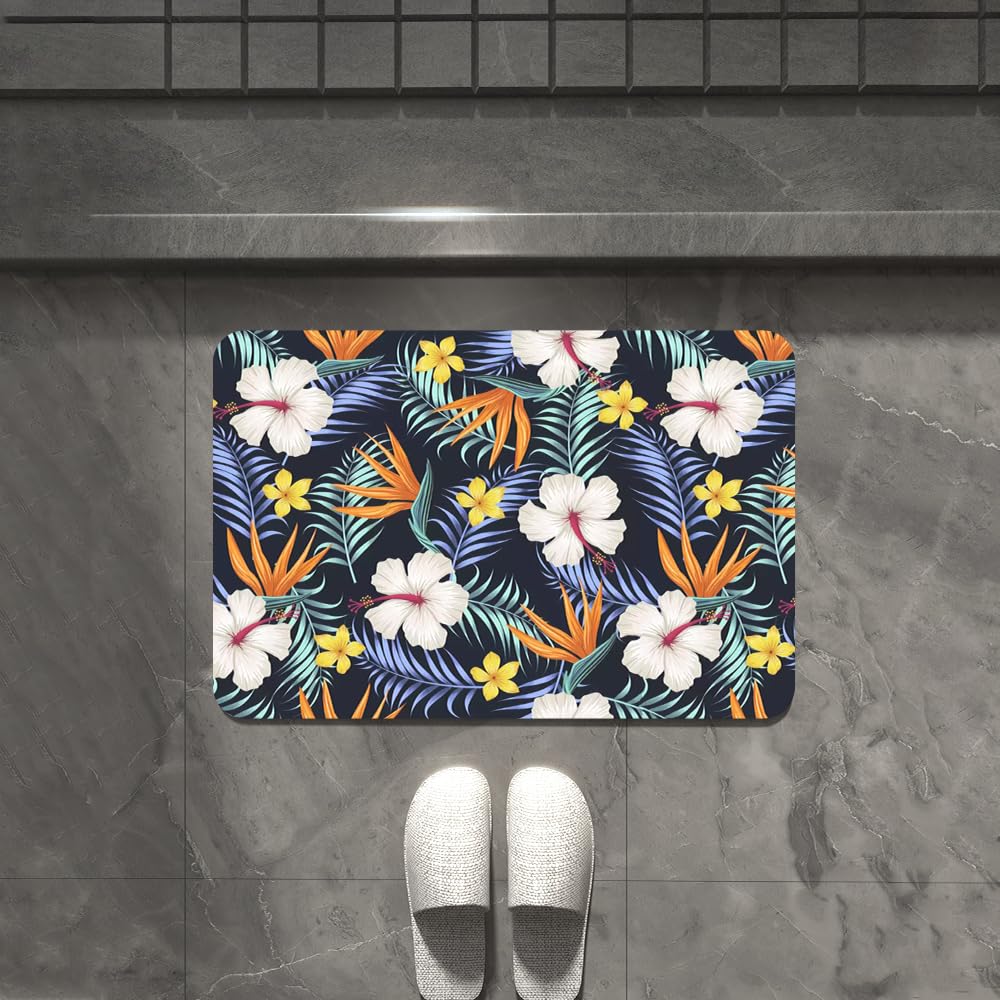 Alfombrilla De Baño De Tierra De Diatomeas - Absorbente Y Antideslizante - Diseño De Flores Y Plantas - Decoración Para Hogar