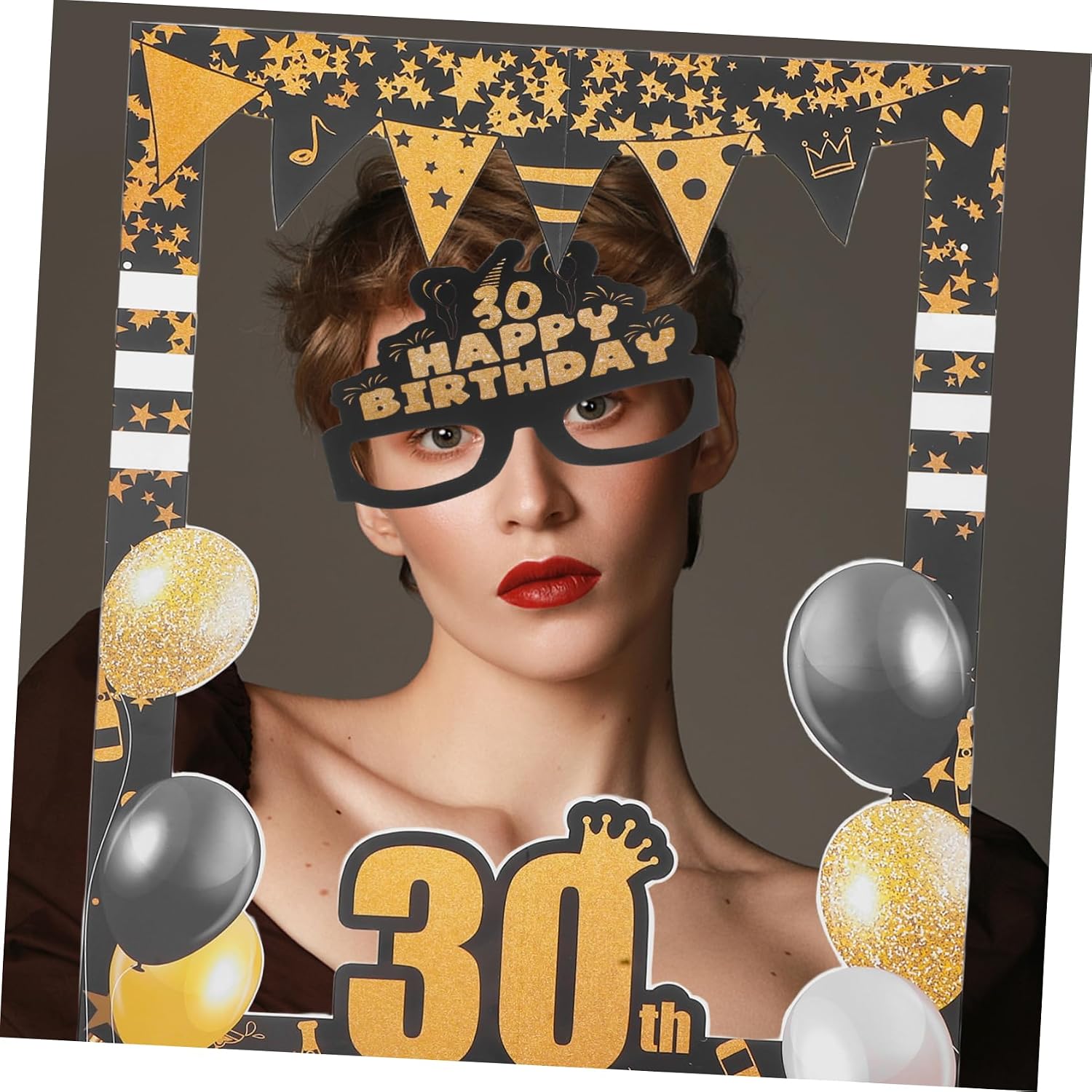 BESTOYARD 1set Birthday Photo Booth Props Frame Eyeglasses Elegant Party Accessories for Birthday Celebrations Fun Instant Photo Props for Memorable Events