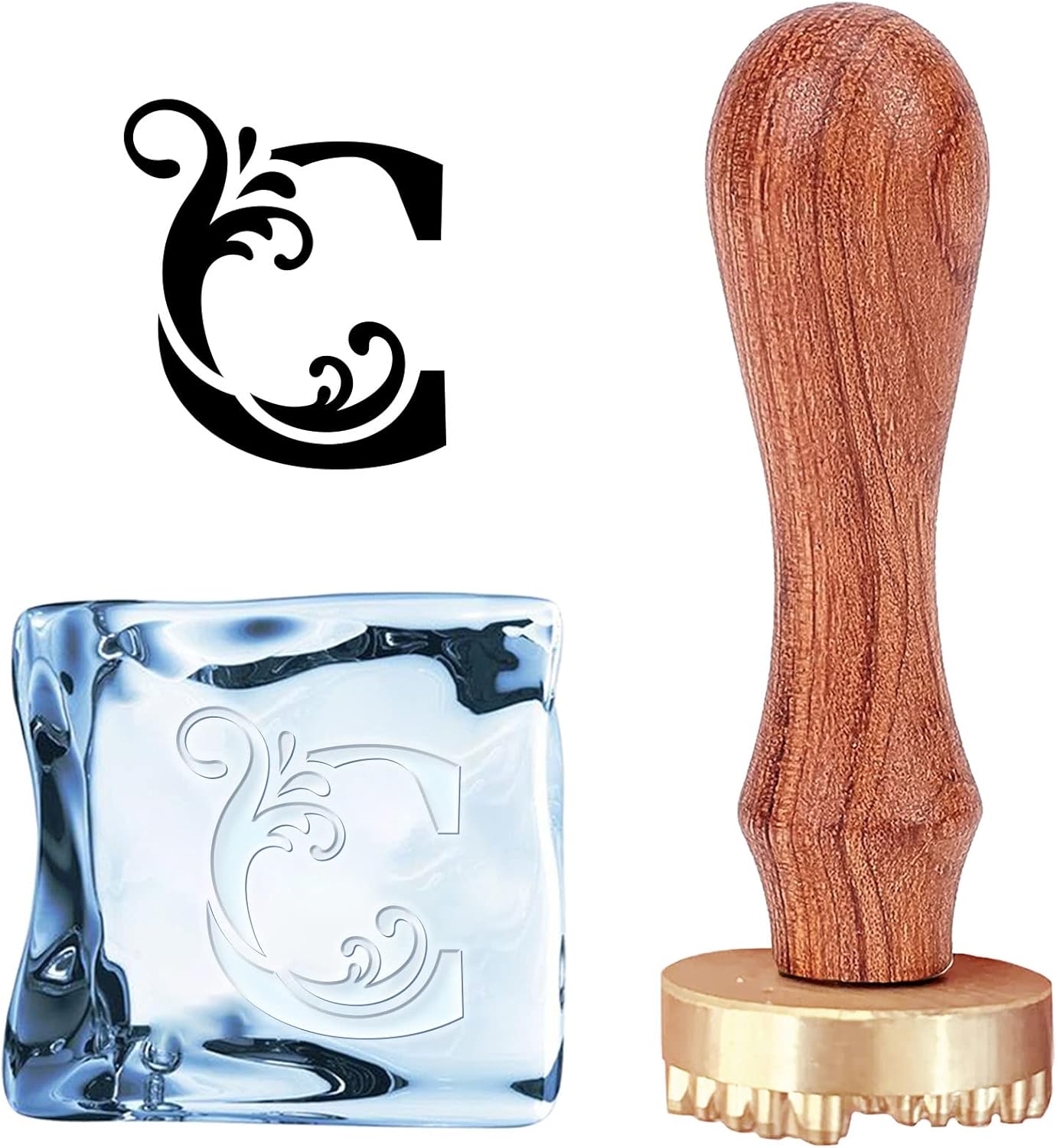 CRASPIRE Ice Stamp Initials Letter C Brass Ice Stamps 0.8