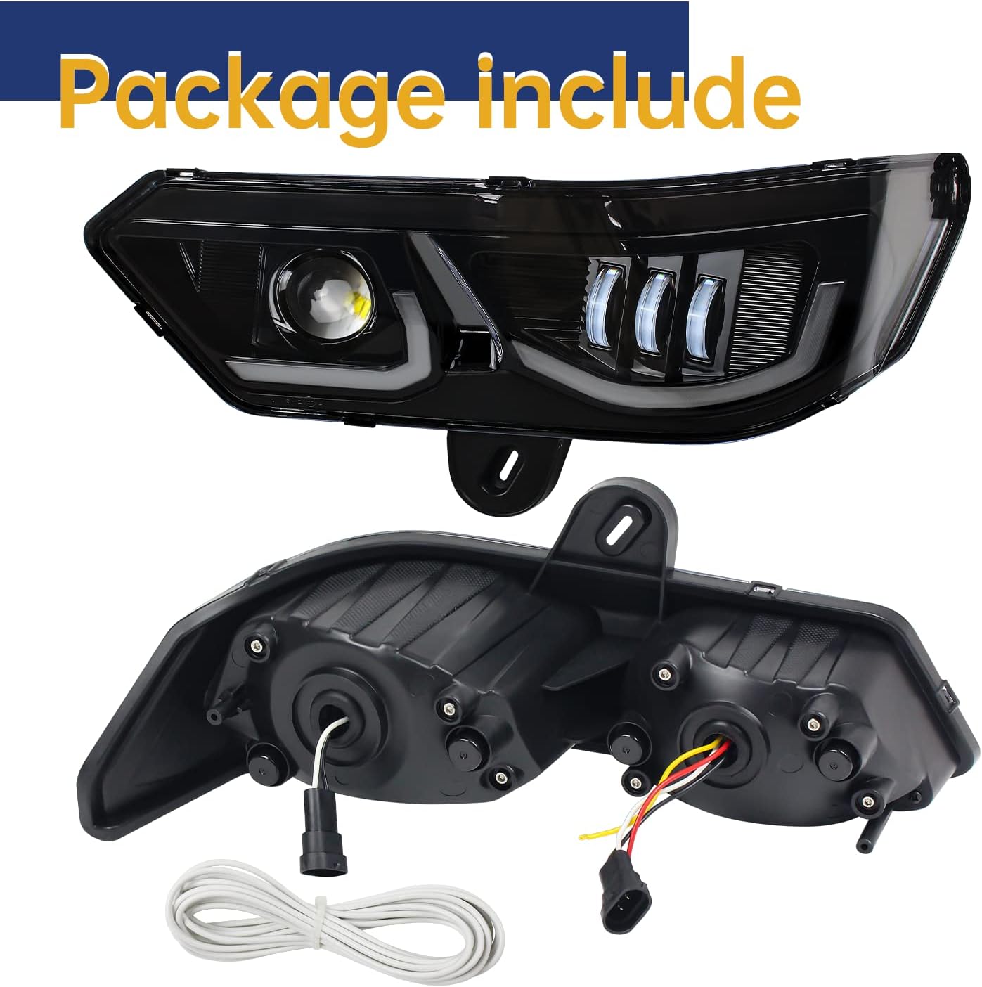 Front LED Headlights Assembly with DRL Turn Signal Light Compatible with Can Am Defender HD5 HD8 HD7 HD9 HD10 MAX 2016-2025 Accessories, LED Head Lamp High-Low Beams LF&RH Headlamps(Pair)