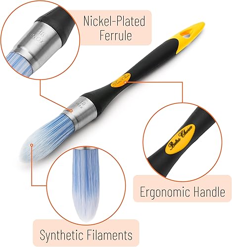 Miniatura 154 de Bates - Brocha de pintura para recortar, 0.75 pulgadas, mango ergonómico antideslizante, cerdas sintéticas, pinceles de corte para pintar, negro