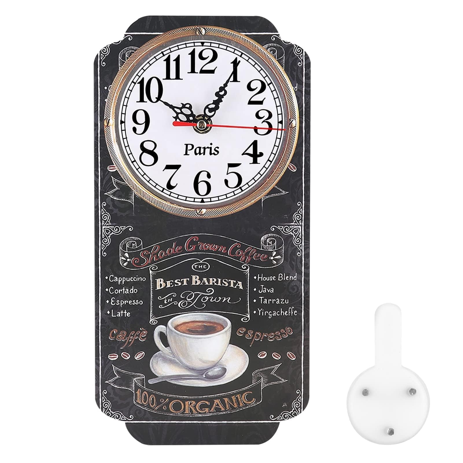 HERCHR Reloj De Pared Grande Salon, Reloj De Pared Retro Relojes De Pared Decoración Reloj Pared Salon De Diseño único con Patrón De Café Reloj De Pared Rústico