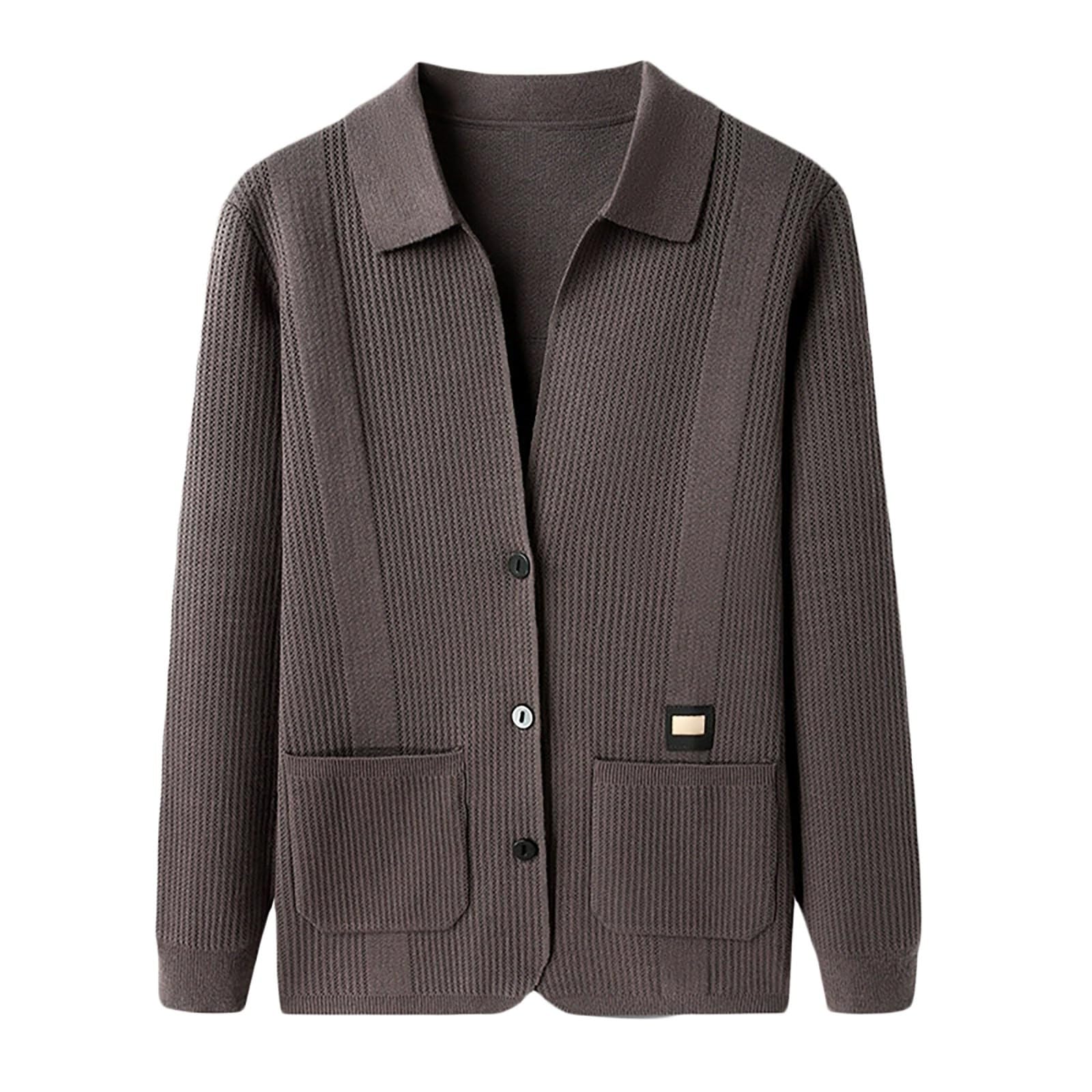 Genérico Cardigan Hombre Botones, Chaqueta De Lana Hombre Cuello V Cierre De Botones Y Bolsillos para Chaqueta Primavera Y Otoño Cómodo Suave Abrigo Casual Moda Suéter Otoño Invierno