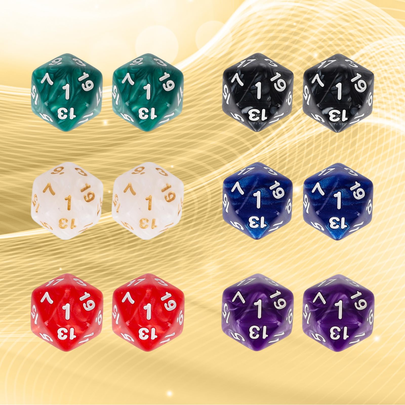 12 Pezzi Set di Dadi D20 Standard in 6 Colori, a 20 Facce Dadi Contatore per Giochi di Ruolo MTG DND Party Card Loaded Games con Custodia