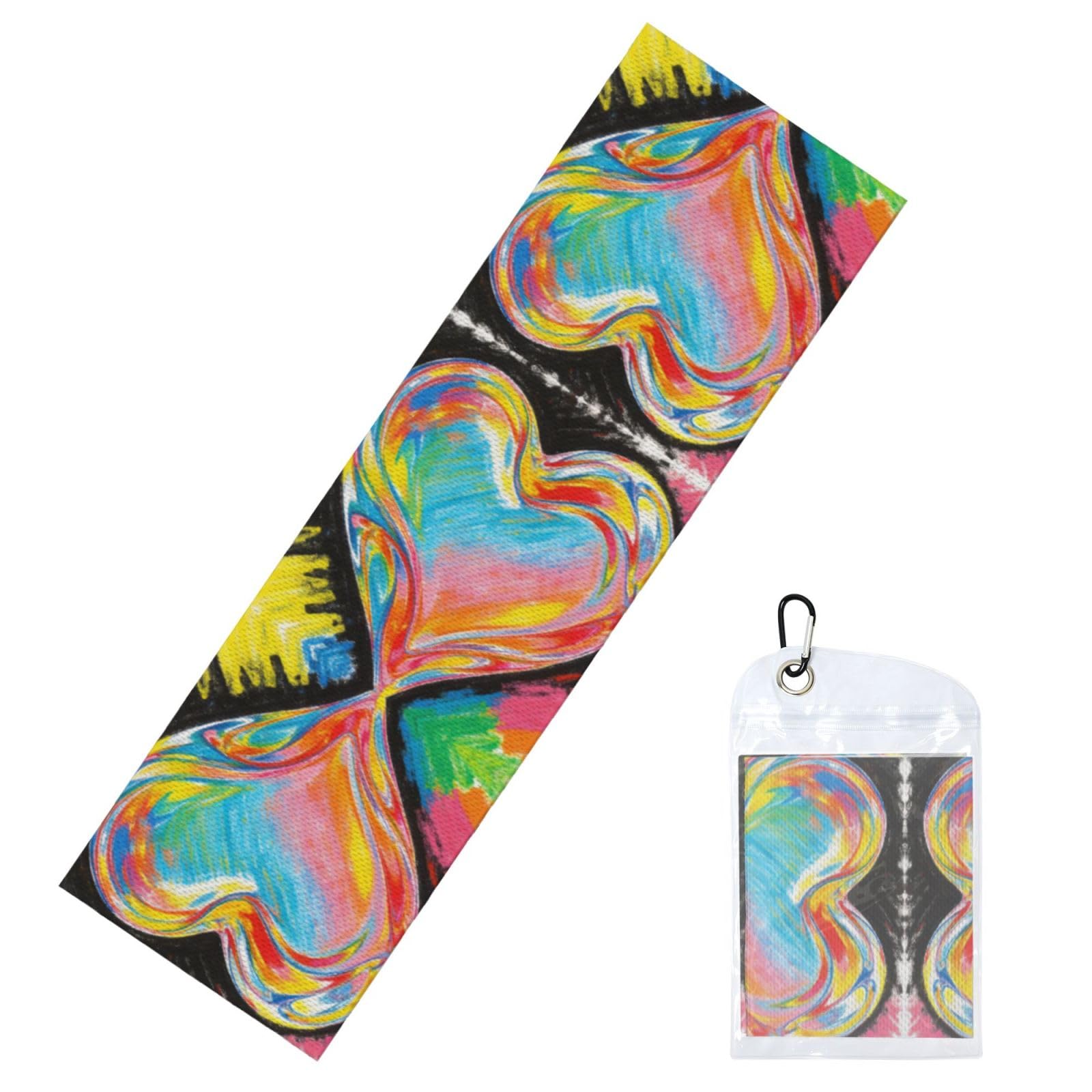DUYIOKH Rainbow Painted Heart Print Cooling Towel, Portable Towel for Gym Workout Golf Beach World Cup Sports Hot Weather