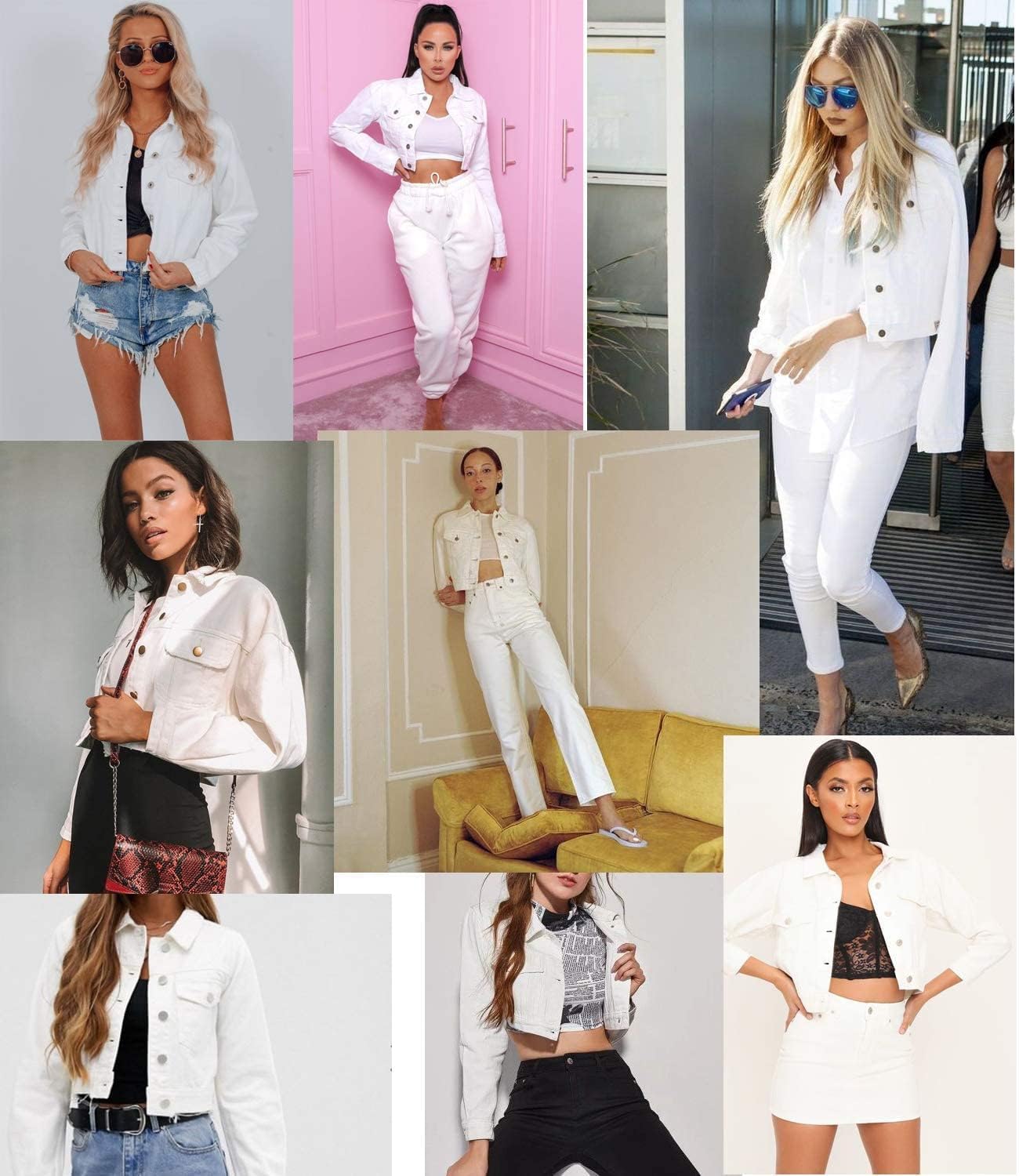 Grabsa Women's Button Down Long Sleeve Cropped Denim Jean Jacket with Pockets - Image 5