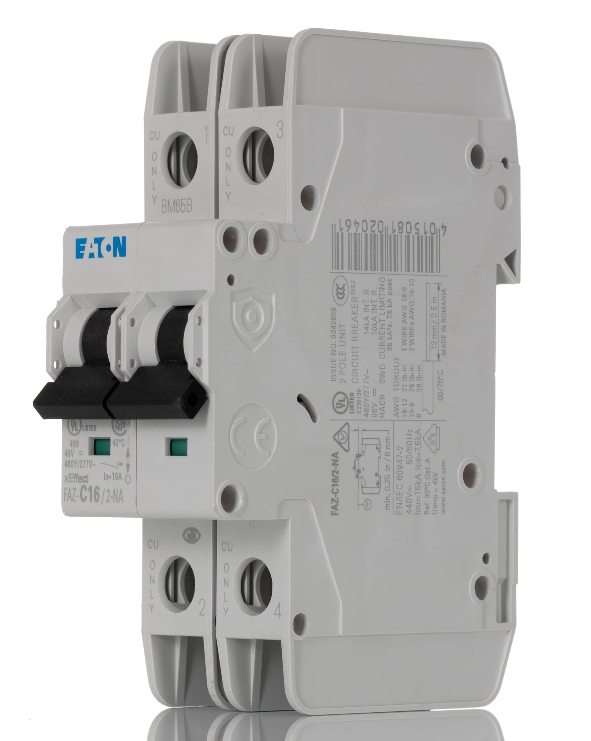 Eaton FAZ-C16/2-NA Interruptor Magnetotérmico FAZ, 16A, 2P, Curva C, NA