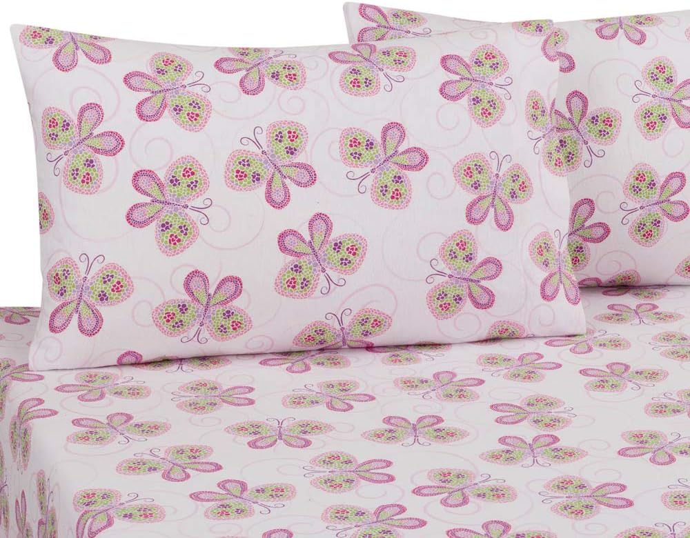 DELANNA Flannel Pillowcases 100% Cotton Standard Size 20" x 30" Set Includes 2 Pillowcases (Standard, Butterfly)