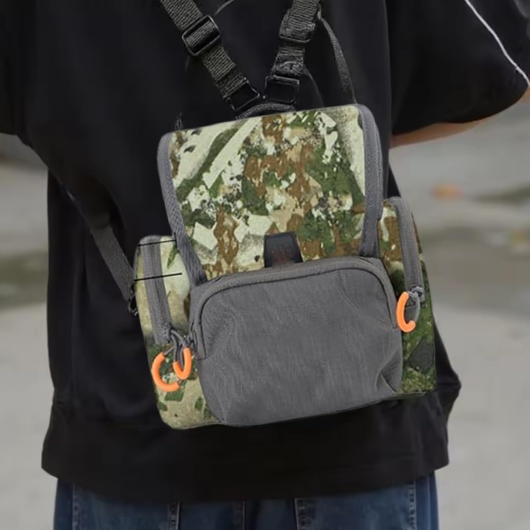 Fernglasgeschirr, atmungsaktiv, verstellbar, Jagd-Brusttasche mit Mehreren Taschen, wasserdicht, Jagdtasche für Männer und Frauen, Tarnung