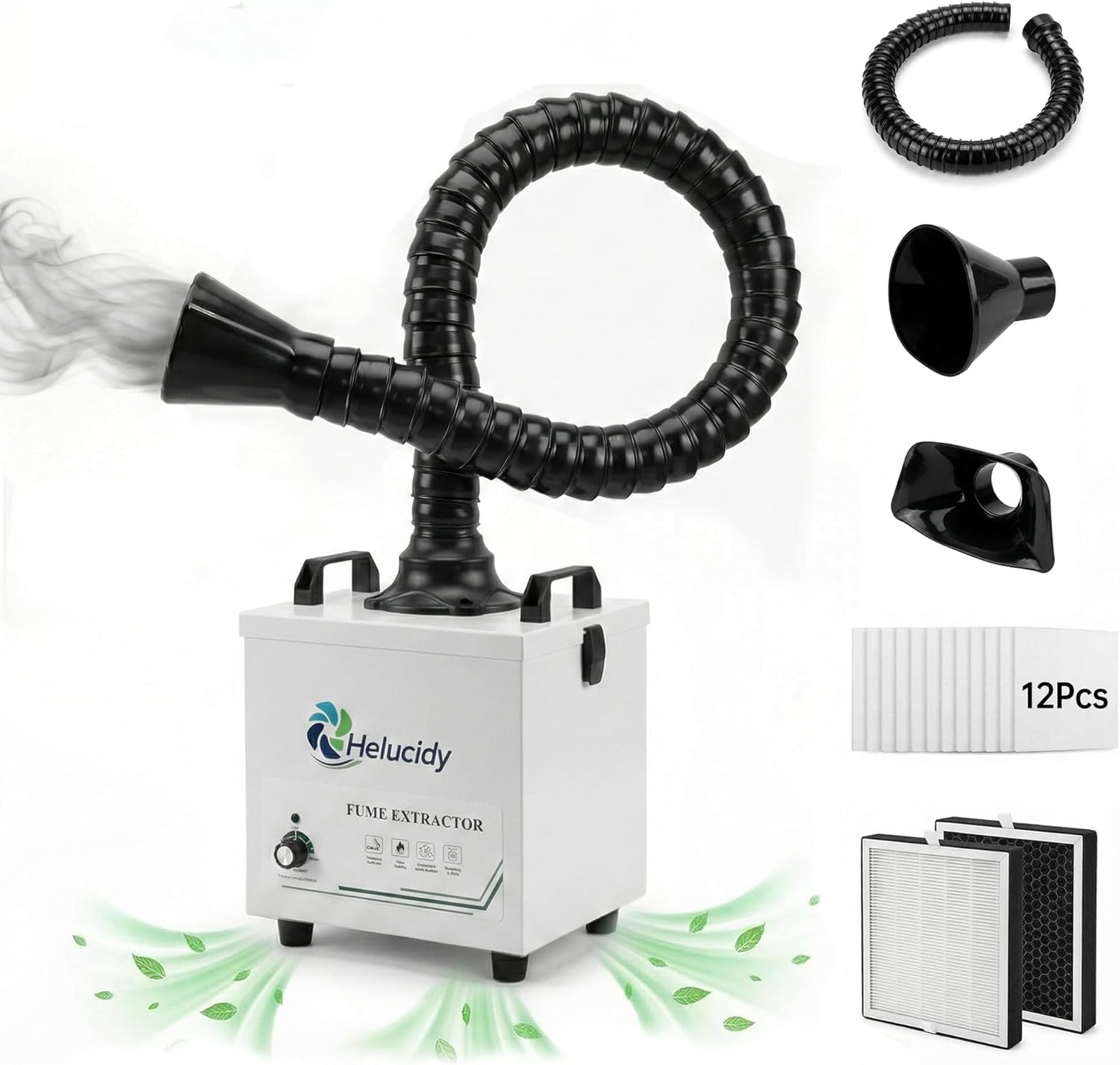 Fume Extractor with 3-Stage Filtration System, 14-Piece Filter Kit Included, H13 HEPA Solder Fume Extractor, Strong Suction 250m³/h, 100W Smoke Absorber, Soldering Fume Extractor for Laser Welding