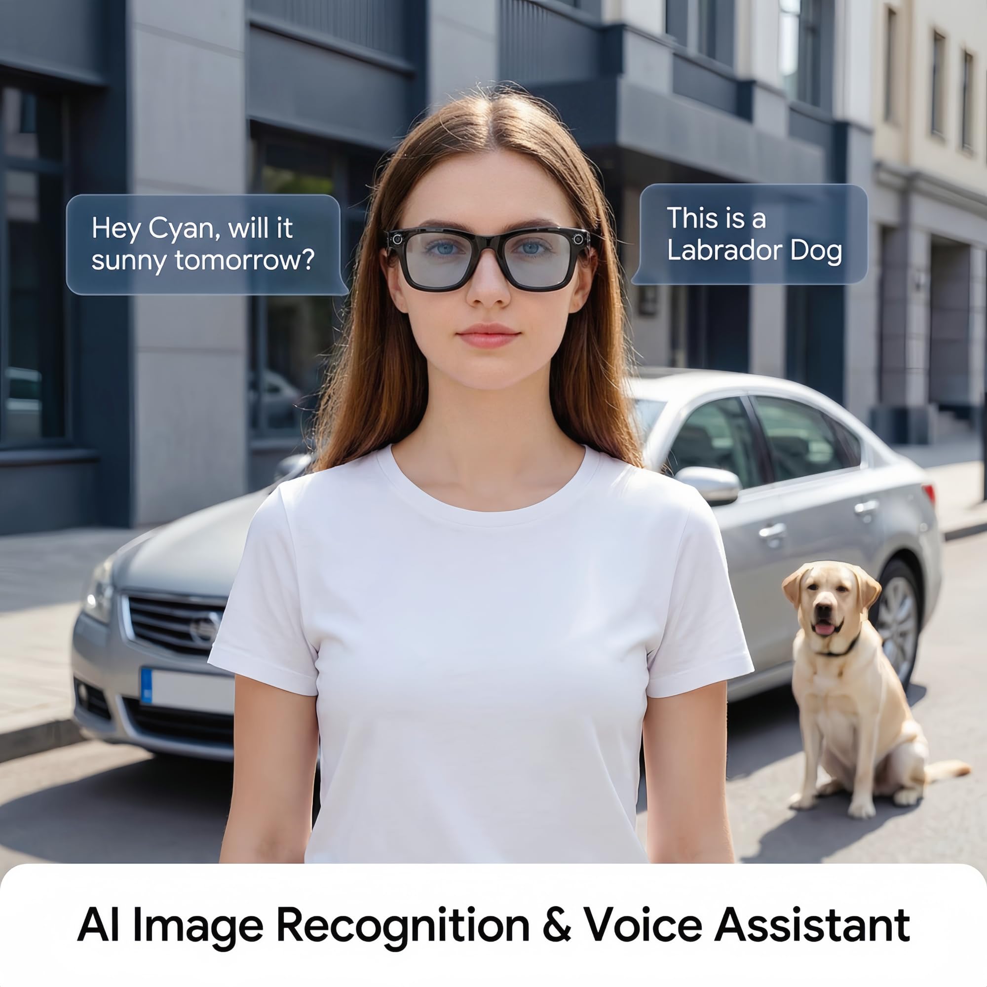 Occhiali intelligenti AI aggiornati 2026 con fotocamera HD, riconoscimento fotografico Al, fotografia, video, registrazione, chiamate Bluetooth, riproduzione di musica, impermeabile IP65