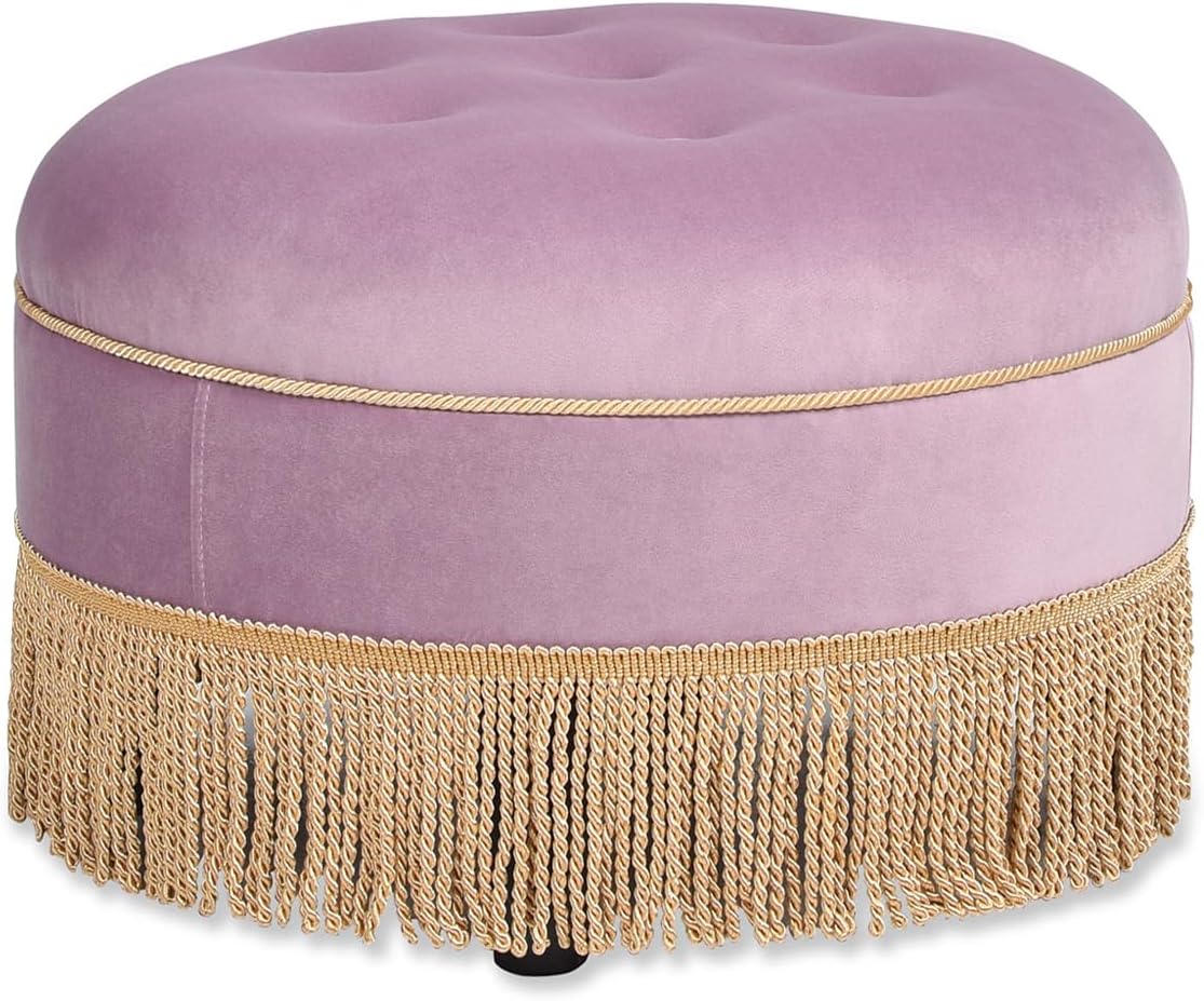 jennifer taylor home yolanda 24" round upholstered accent ottoman lavender