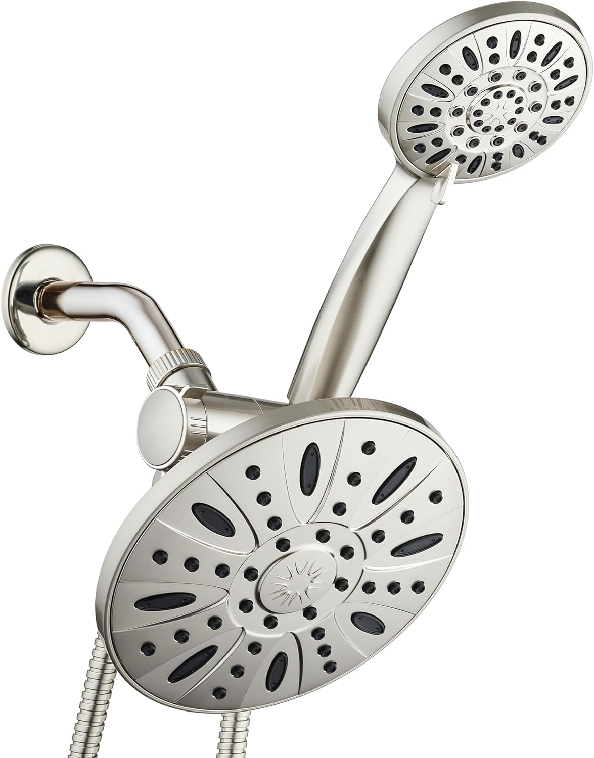 AquaDance 7" Premium High Pressure 3-Way Rainfall Combo Combines The Best of Both Worlds-Enjoy Luxurious Rain Showerhead and 6-Setting Hand Held Shower Separately or Together, Satin Nickel
