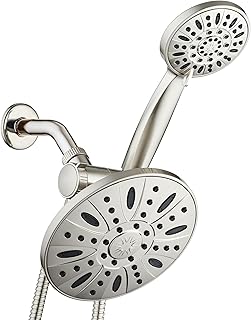 AquaDance 7" Premium High Pressure 3-Way Rainfall Combo Combines The Best of Both Worlds-Enjoy Luxurious Rain Showerhead and 6-Setting Hand Held Shower Separately or Together, Satin Nickel