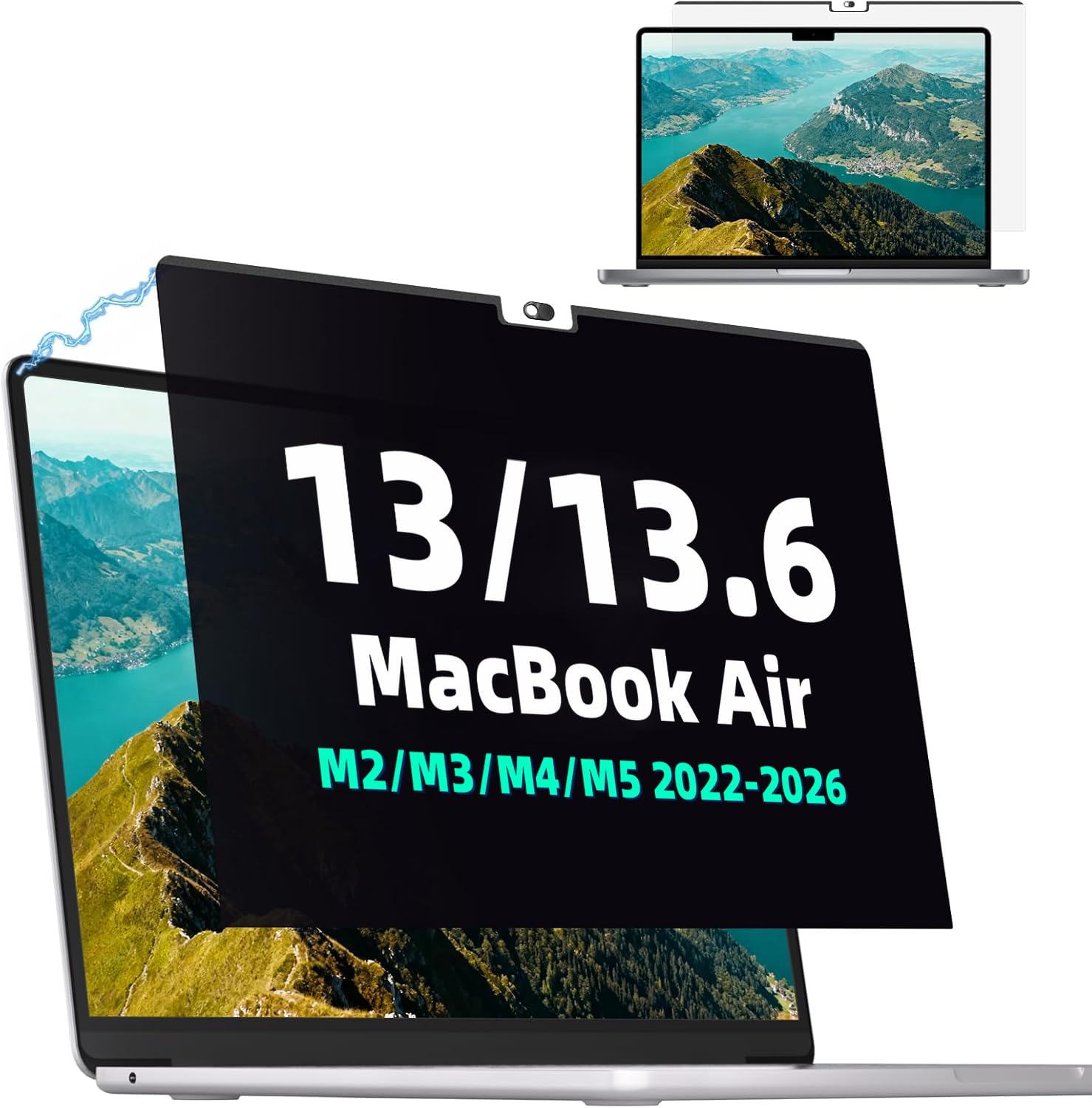 Magnetic Privacy Screen for MacBook Air 13.6/13 Inch (2022-2026, M2, M3, M4, M5),Removable Anti Glare Blue Light Filter for Mac 13.6In Laptop Privacy Filter Shield Protector